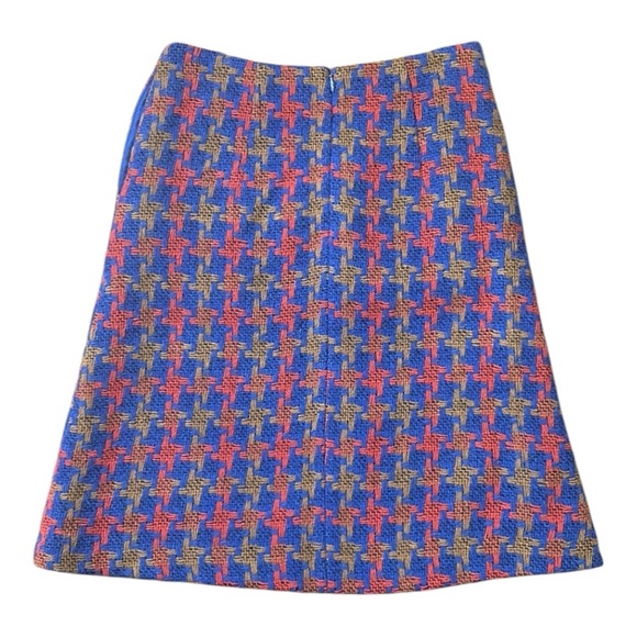 Boden A-Line Skirt Womens Wool Tweed Boucle Houndstooth Blue Red US 2R - Picture 3 of 10